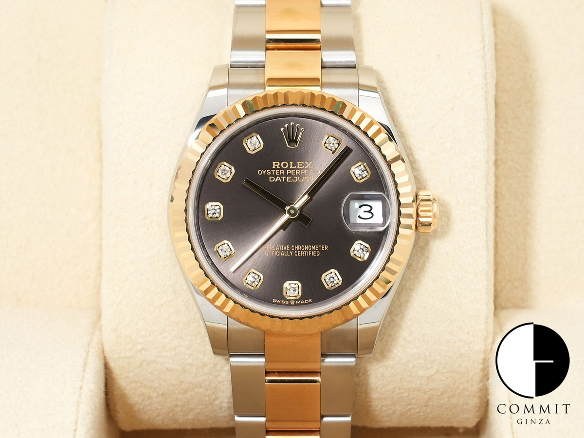 Rolex Datejust Ref.278273 Stainless Steel/Yellow Gold Grey 10P Diamond Dial Oyster Bracelet Pre-owned 3borqzba
