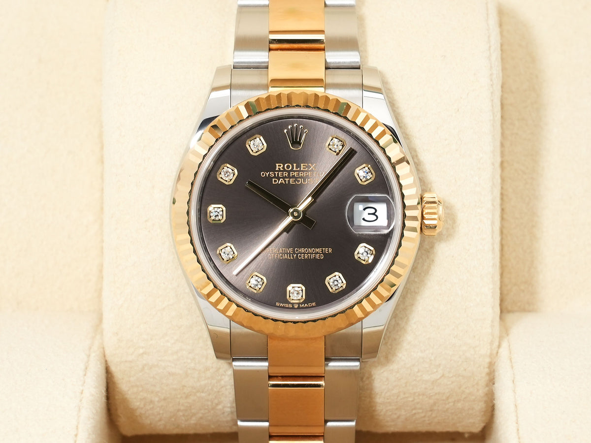 Rolex Datejust Ref.278273 Stainless Steel/Yellow Gold Grey 10P Diamond Dial Oyster Bracelet Pre-owned 3borqzba