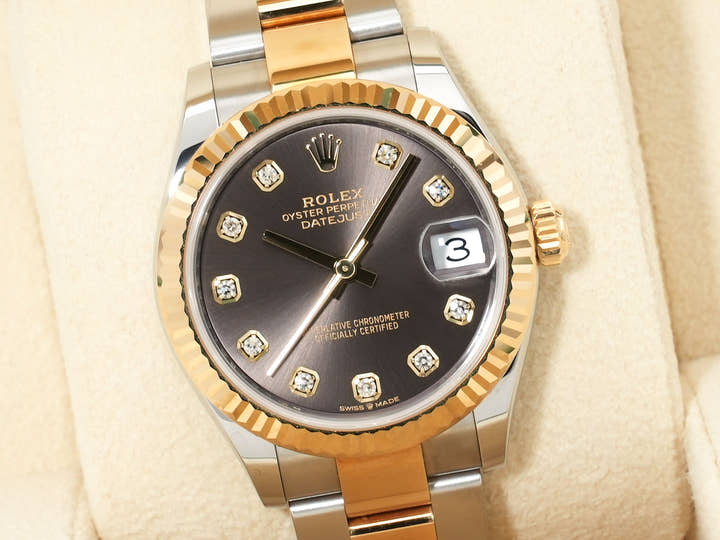 Rolex Datejust Ref.278273 Stainless Steel/Yellow Gold Grey 10P Diamond Dial Oyster Bracelet Pre-owned 3borqzba