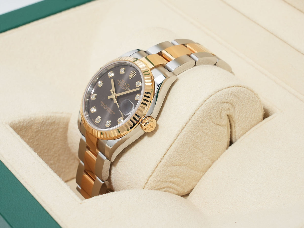 Rolex Datejust Ref.278273 Stainless Steel/Yellow Gold Grey 10P Diamond Dial Oyster Bracelet Pre-owned 3borqzba