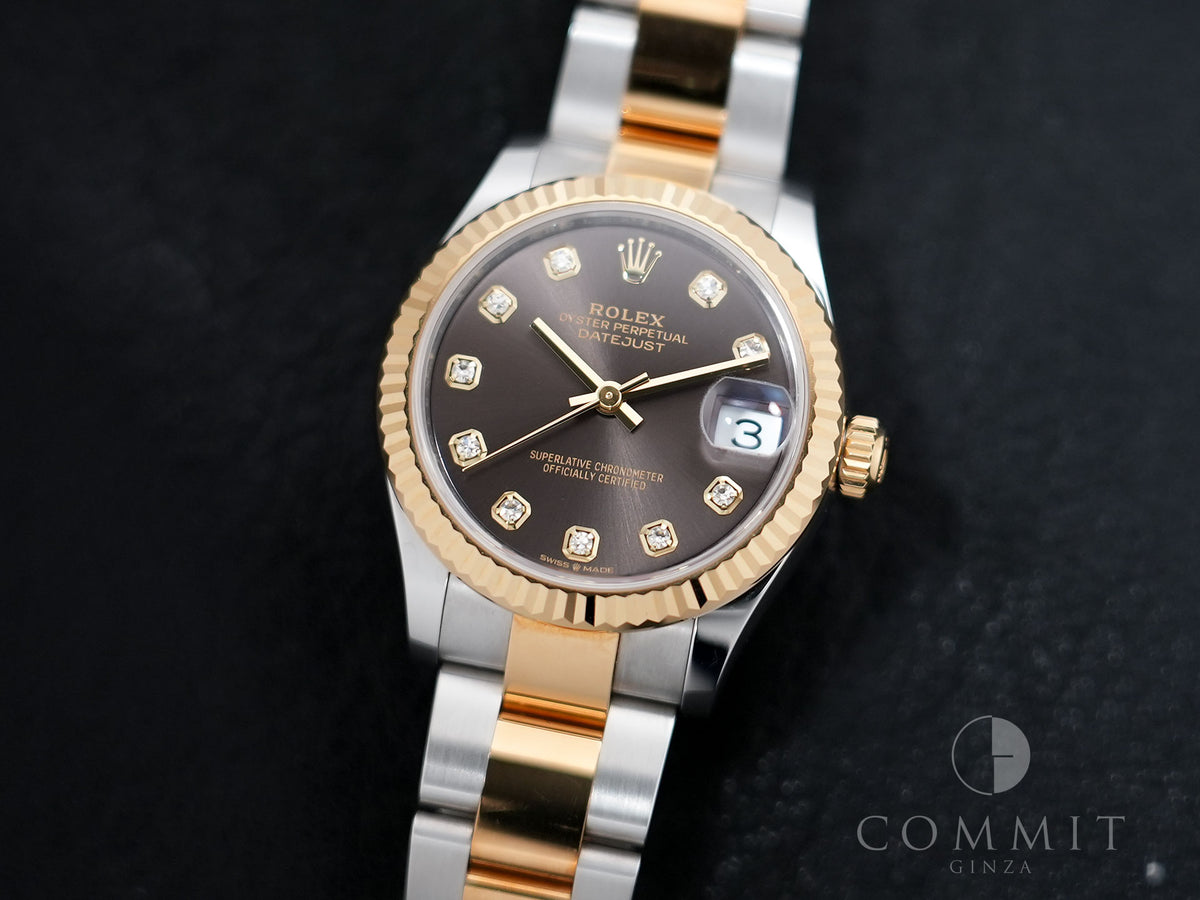 Rolex Datejust Ref.278273 Stainless Steel/Yellow Gold Grey 10P Diamond Dial Oyster Bracelet Pre-owned 3borqzba