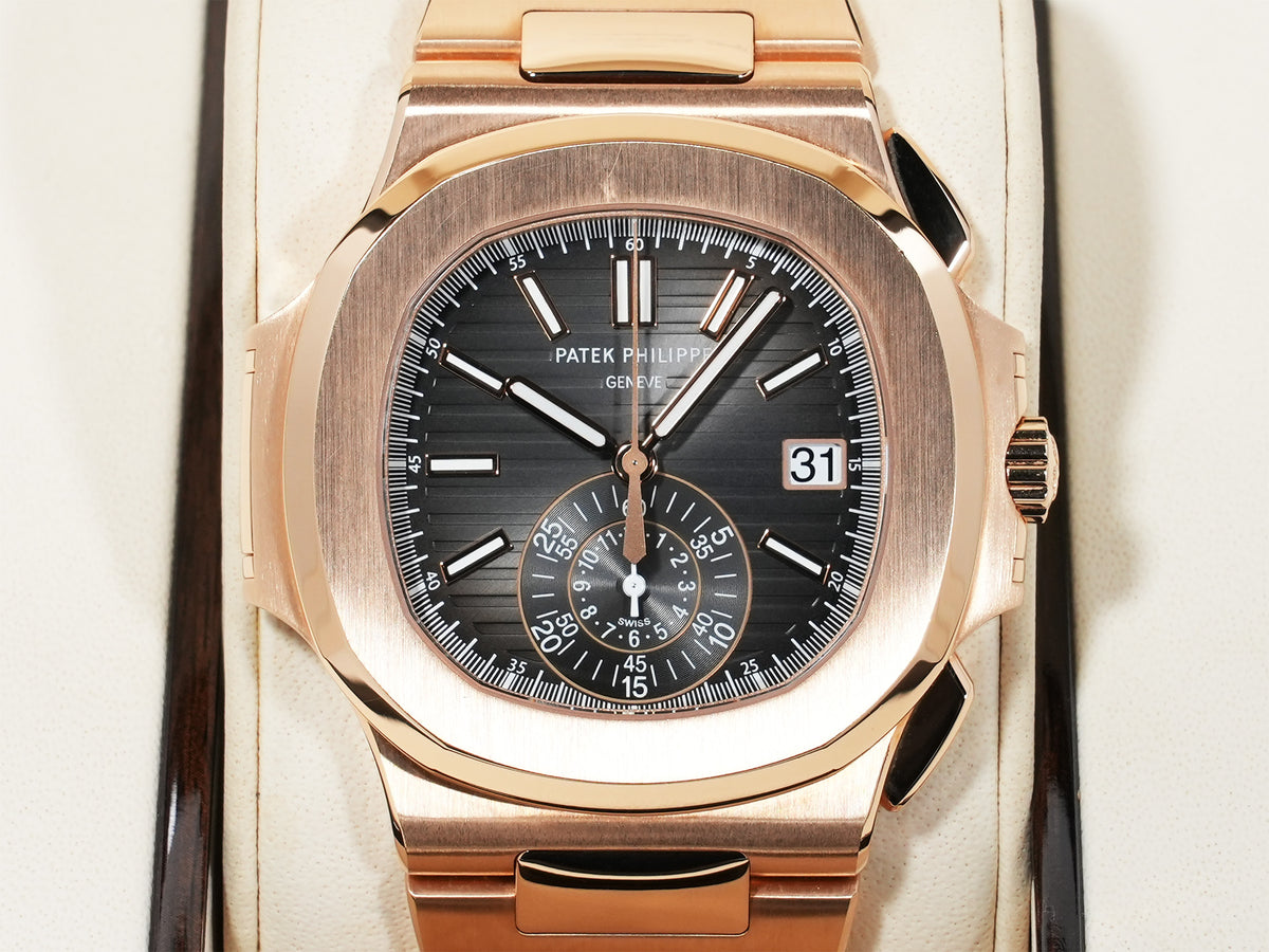 Patek Philippe Nautilus Chronograph Ref.5980/1R-001 Rose Gold Black Gradient Dial Pre-owned Excellent Condition rxjt3tue