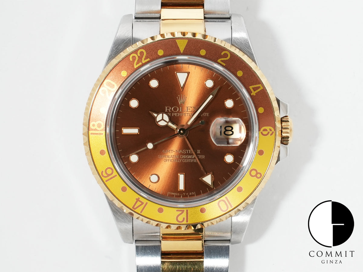 Rolex GMT-Master II Ref.16713 Stainless Steel/Yellow Gold Brown Dial Oyster Bracelet Pre-owned f7nb8x4d