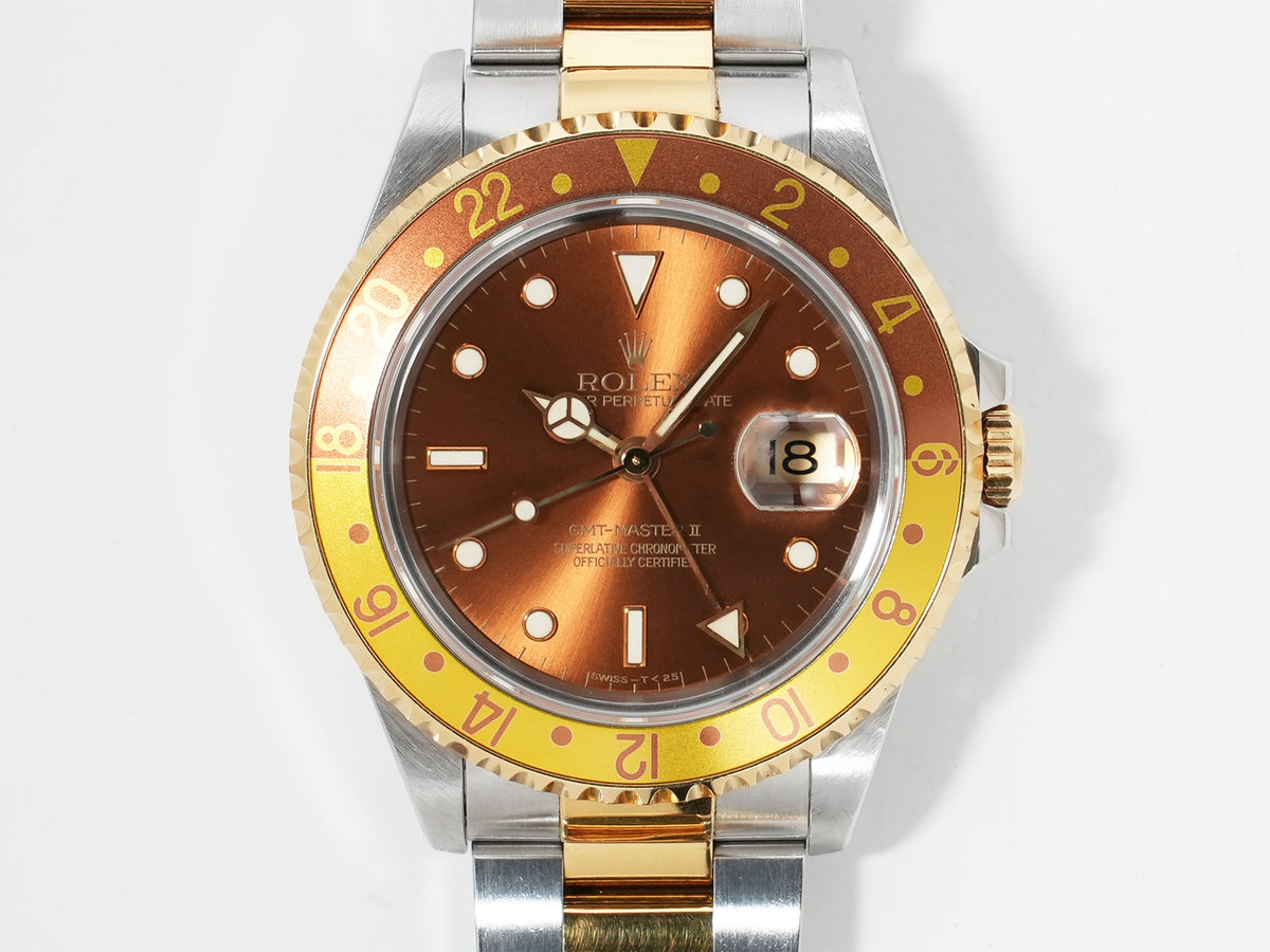 Rolex GMT-Master II Ref.16713 Stainless Steel/Yellow Gold Brown Dial Oyster Bracelet Pre-owned f7nb8x4d