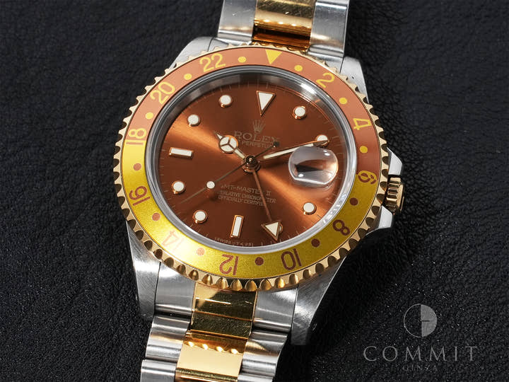 Rolex GMT-Master II Ref.16713 Stainless Steel/Yellow Gold Brown Dial Oyster Bracelet Pre-owned f7nb8x4d