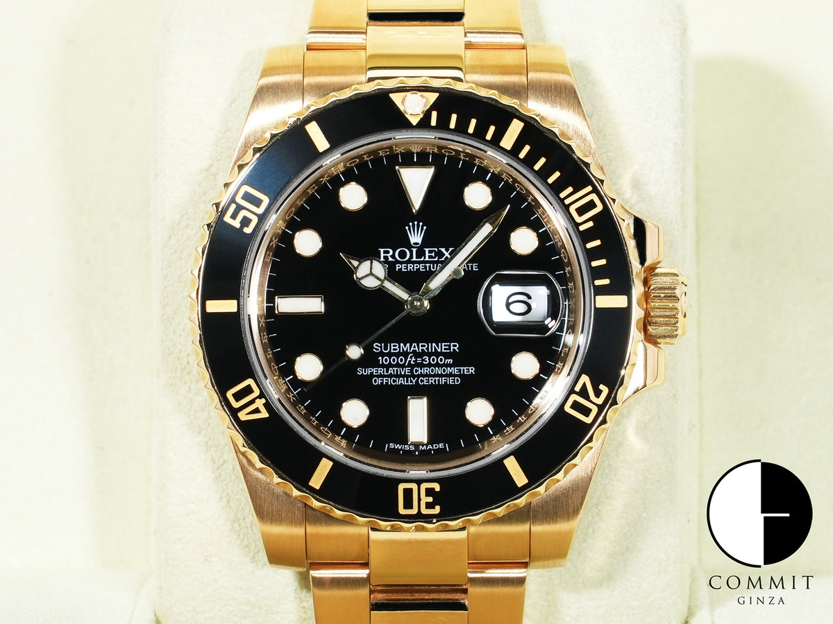 Rolex Submariner Date Ref.116618LN Yellow Gold Black Dial Pre-owned qgabphv5