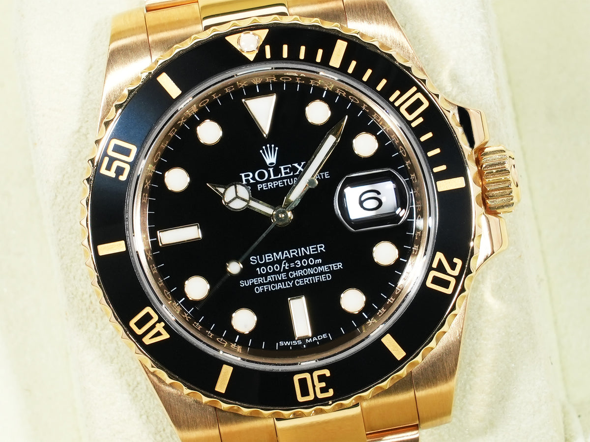 Rolex Submariner Date Ref.116618LN Yellow Gold Black Dial Pre-owned qgabphv5