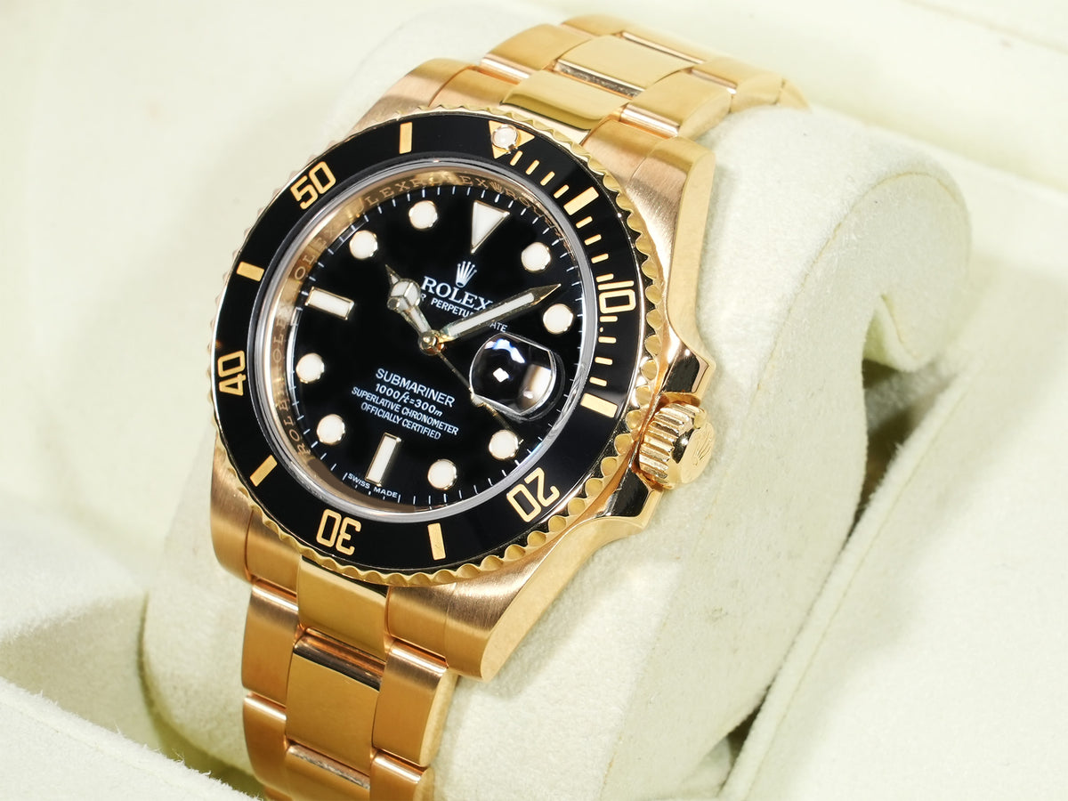 Rolex Submariner Date Ref.116618LN Yellow Gold Black Dial Pre-owned qgabphv5