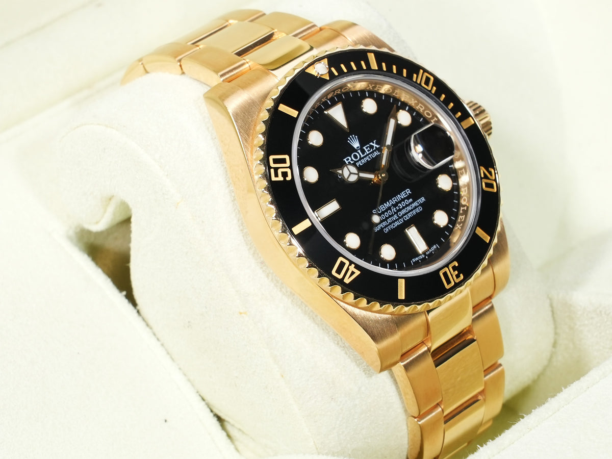 Rolex Submariner Date Ref.116618LN Yellow Gold Black Dial Pre-owned qgabphv5