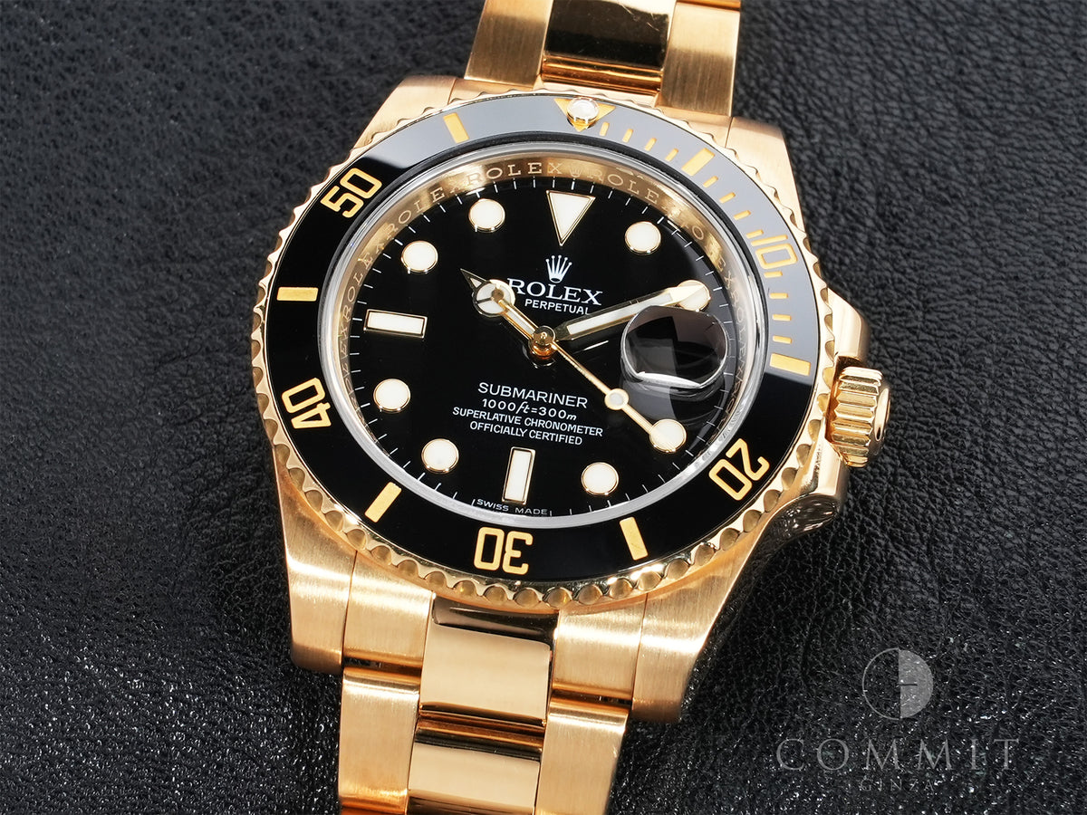 Rolex Submariner Date Ref.116618LN Yellow Gold Black Dial Pre-owned qgabphv5