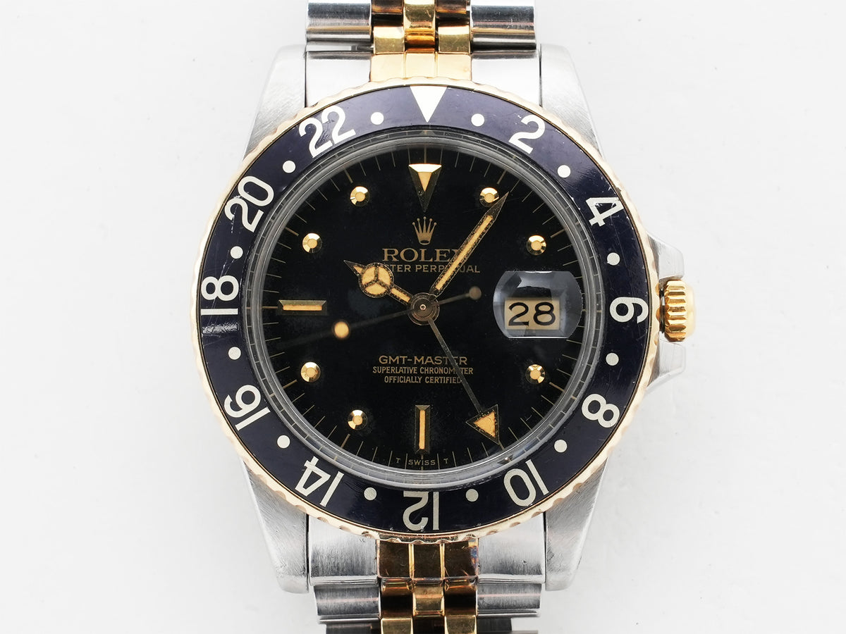 ロレックス GMTマスター Ref.16753 ステンレススチール/イエローゴールド ブラック文字盤 ジュビリーブレスレット 中古 4twxqyjv