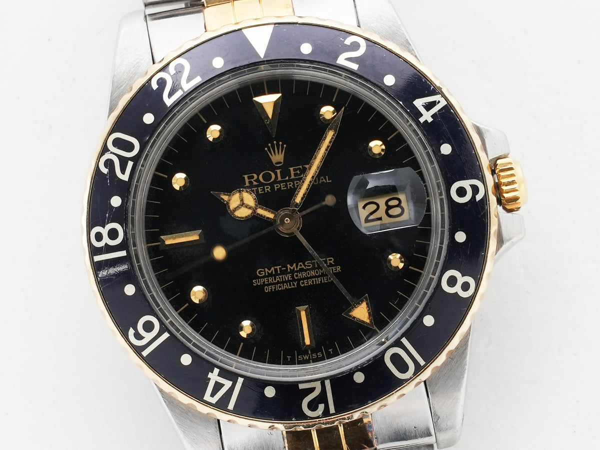 ロレックス GMTマスター Ref.16753 ステンレススチール/イエローゴールド ブラック文字盤 ジュビリーブレスレット 中古 4twxqyjv