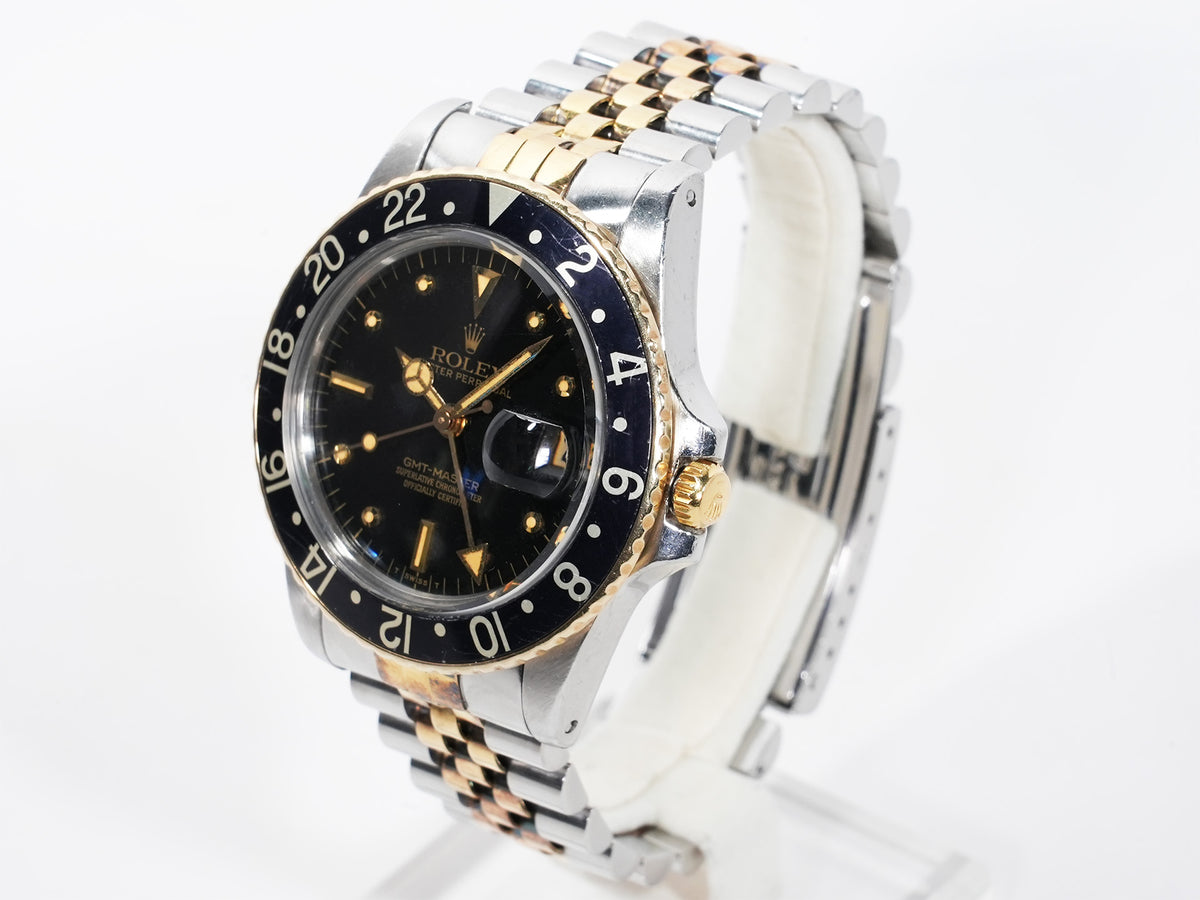 ロレックス GMTマスター Ref.16753 ステンレススチール/イエローゴールド ブラック文字盤 ジュビリーブレスレット 中古 4twxqyjv