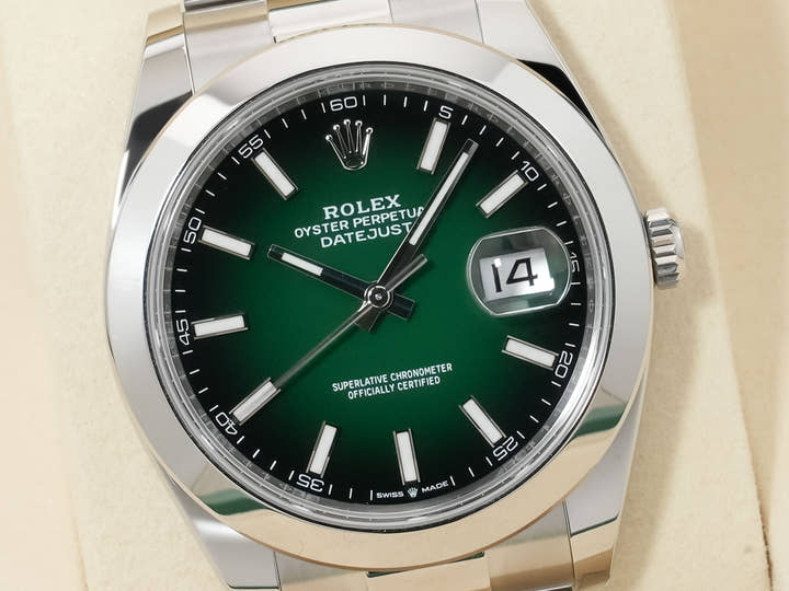 ロレックス デイトジャスト41 Ref.126300 ステンレススチール グリーンオンブレ文字盤 オイスターブレスレット 未使用