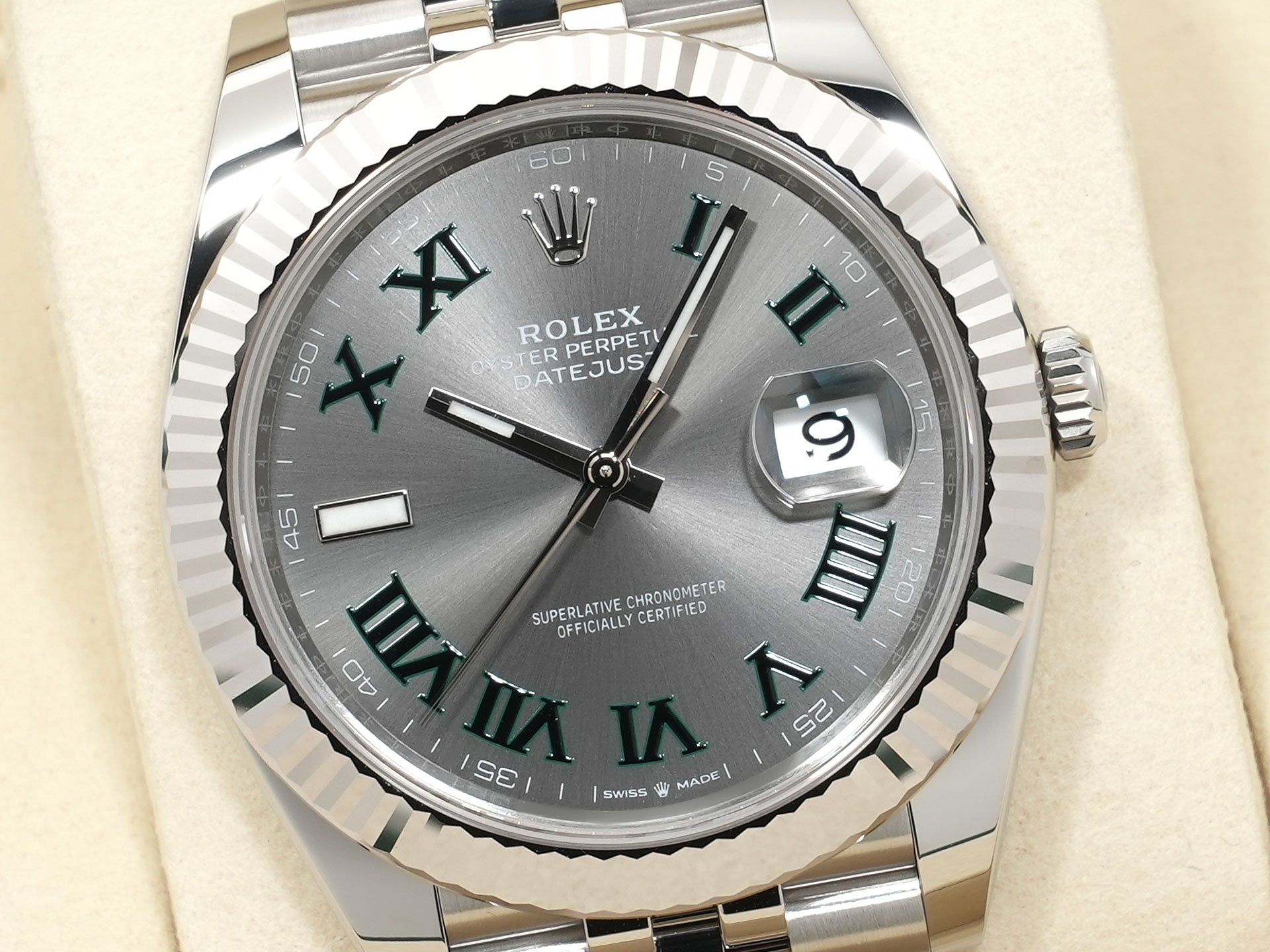 ロレックス デイトジャスト41 Ref.126334 ステンレススチール/ホワイトゴールド スレートローマン文字盤 ジュビリーブレスレット 未使用