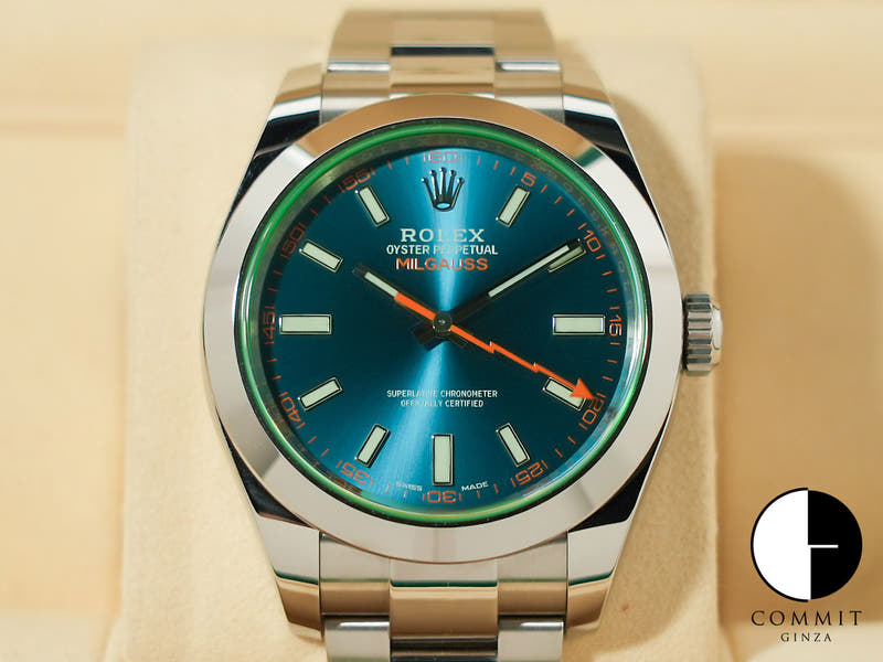 ロレックス ミルガウス Ref.116400GV Zブルー文字盤 極美品 U22HK851