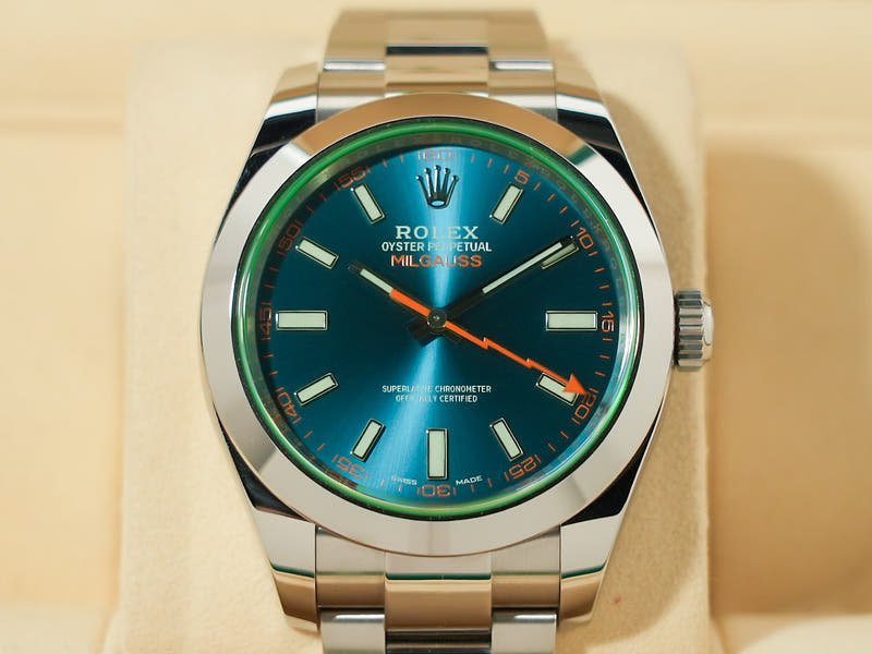 ロレックス ミルガウス Ref.116400GV Zブルー文字盤 極美品 U22HK851