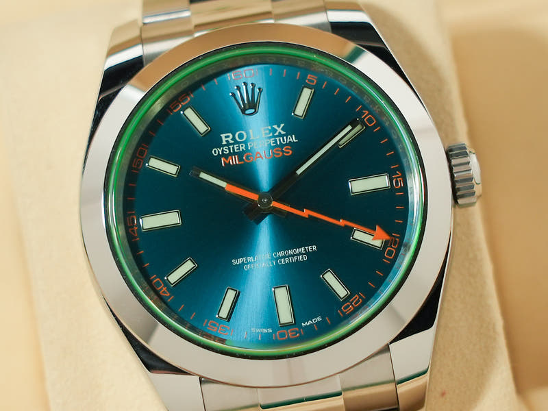 ロレックス ミルガウス Ref.116400GV Zブルー文字盤 極美品 U22HK851