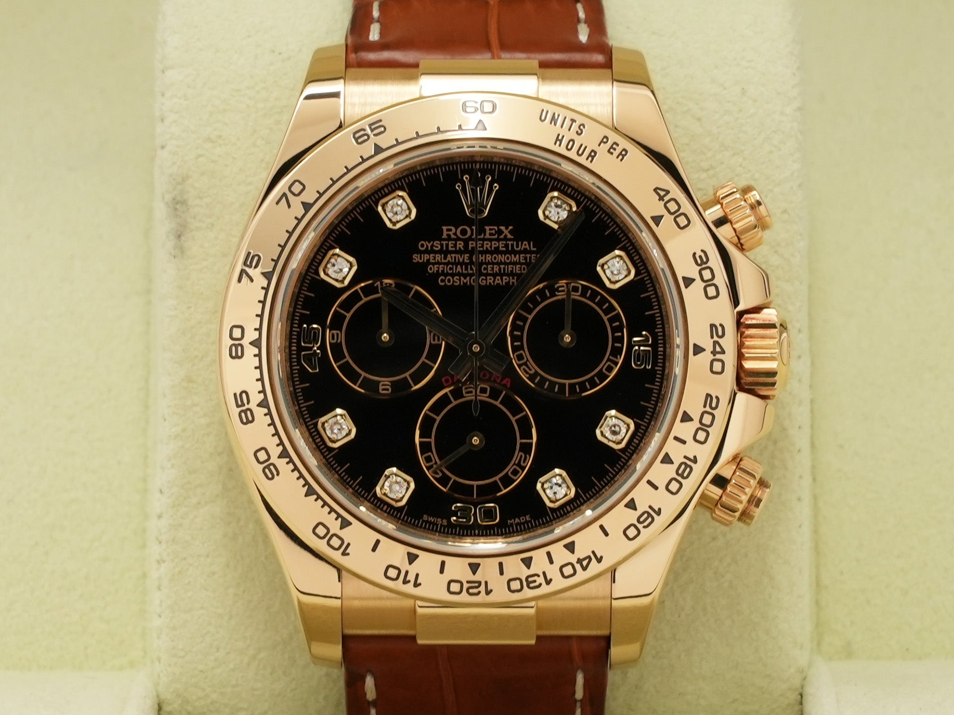 Rolex Daytona 8P Diamond Ref.116518G 18KYG Black Dial