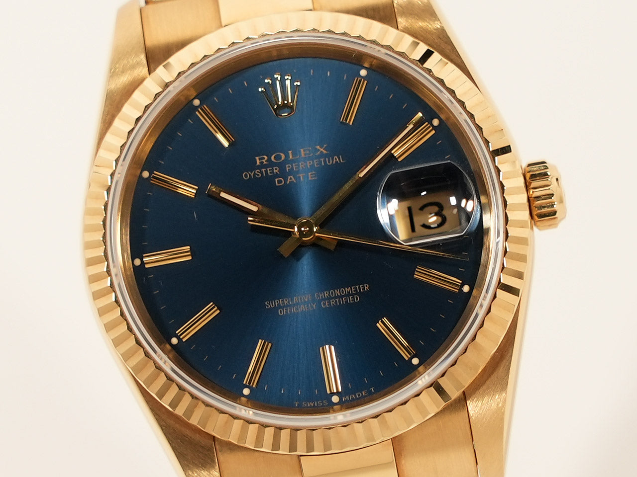 Rolex Oyster Perpetual Date Ref.15238 18KYG Blue Dial