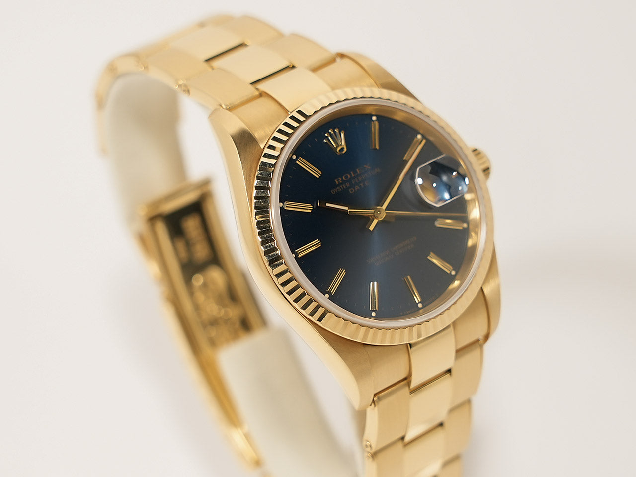 Rolex Oyster Perpetual Date Ref.15238 18KYG Blue Dial