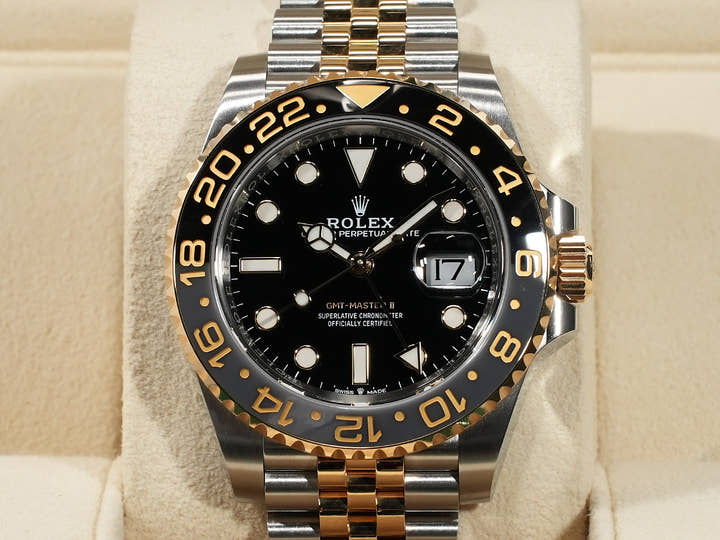 Rolex GMT-Master II Ref. 126713GRNR Stainless Steel/Yellow Gold Black Dial Jubilee Bracelet