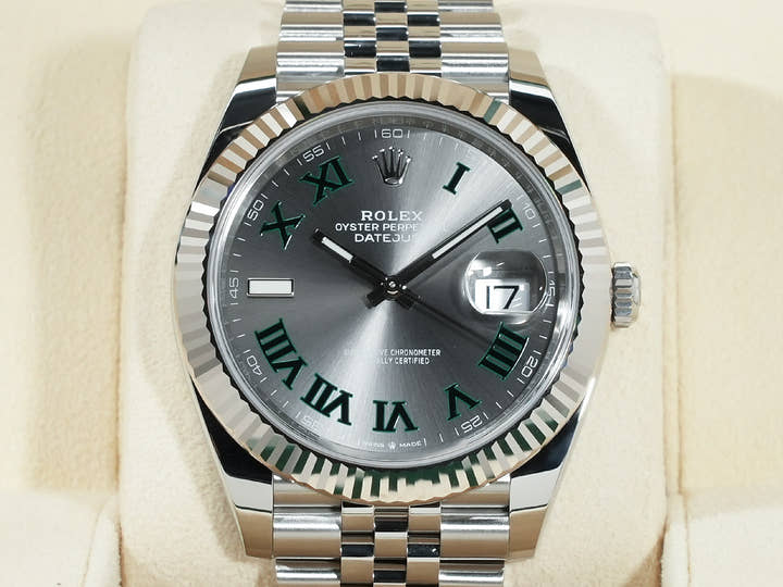 ロレックス デイトジャスト41 Ref.126334 ステンレススチール/ホワイトゴールド スレートローマン文字盤 ジュビリーブレスレット 未使用 rbht2btc