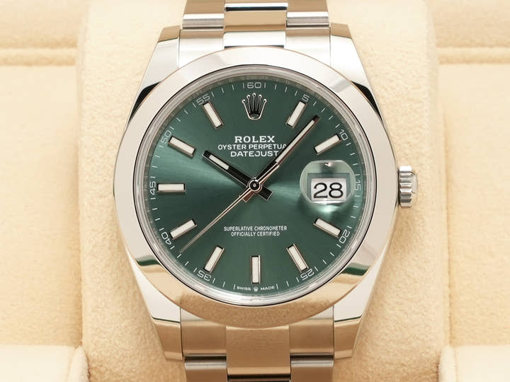 Rolex Datejust 41 Ref. 126300 Stainless Steel Mint Green Dial