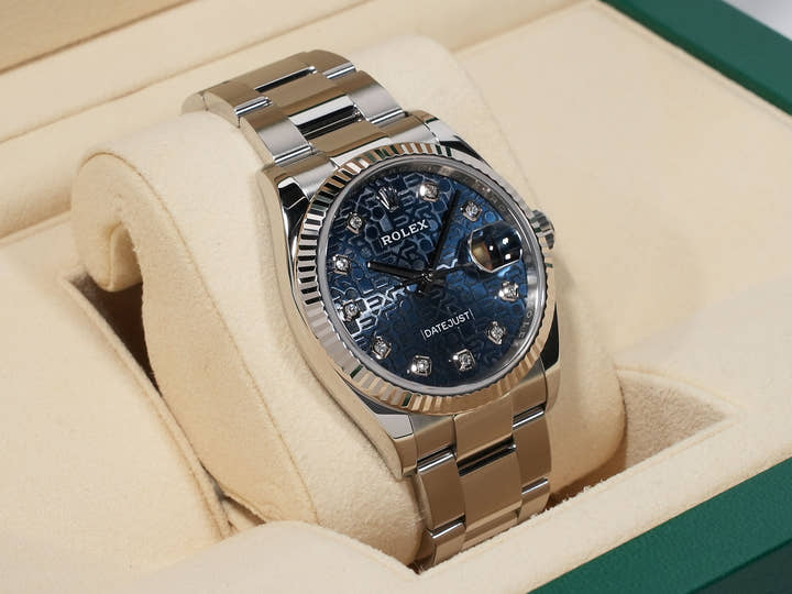 Rolex Datejust 36 Ref. 126234G Stainless Steel/White Gold Blue Horicomputer Dial Oyster Bracelet