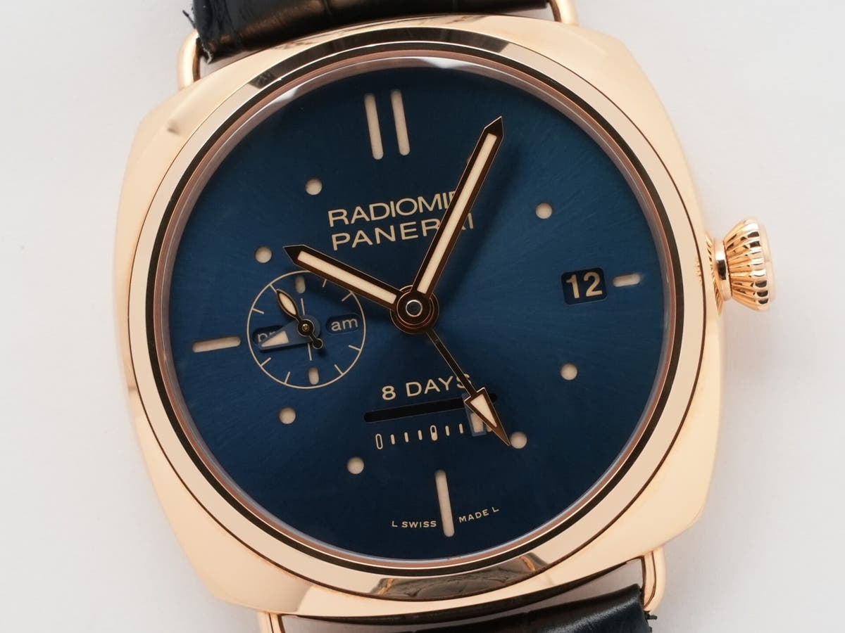 パネライ ラジオミール 8デイズ GMT オロロッソ Ref.PAM00538 ブルー文字盤 中古 iq4kwoou