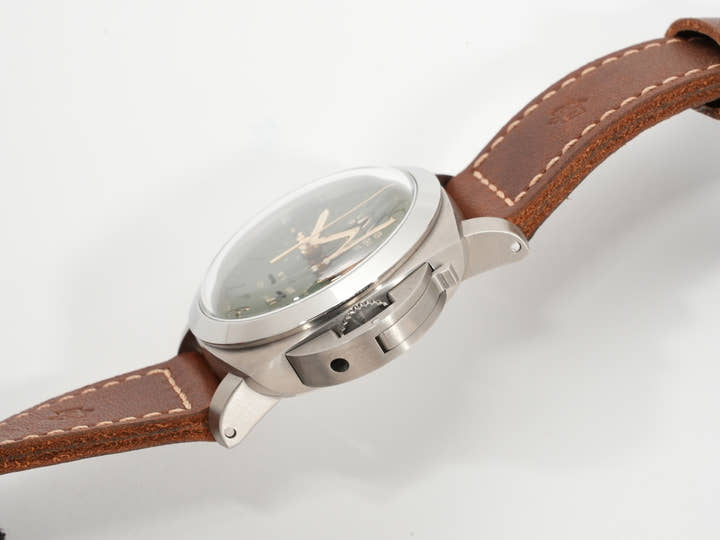パネライ ルミノール 1950 クロノグラフ モノプルサンテ 8DAYS GMT チタニオ Ref.PAM00737 グリーン文字盤 美中古 f4bgg9i4