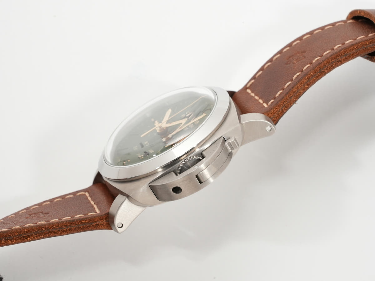 パネライ ルミノール 1950 クロノグラフ モノプルサンテ 8DAYS GMT チタニオ Ref.PAM00737 グリーン文字盤 美中古 f4bgg9i4
