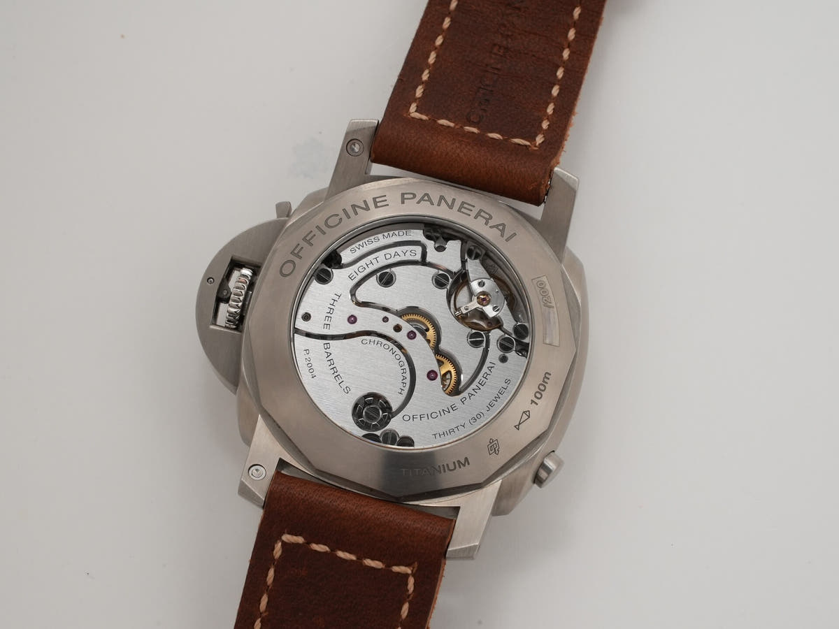 パネライ ルミノール 1950 クロノグラフ モノプルサンテ 8DAYS GMT チタニオ Ref.PAM00737 グリーン文字盤 美中古 f4bgg9i4