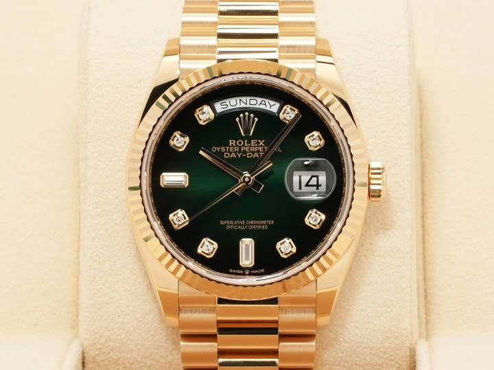 Rolex Day-Date 36 Ref. 128238A Yellow Gold Green Ombre Dial