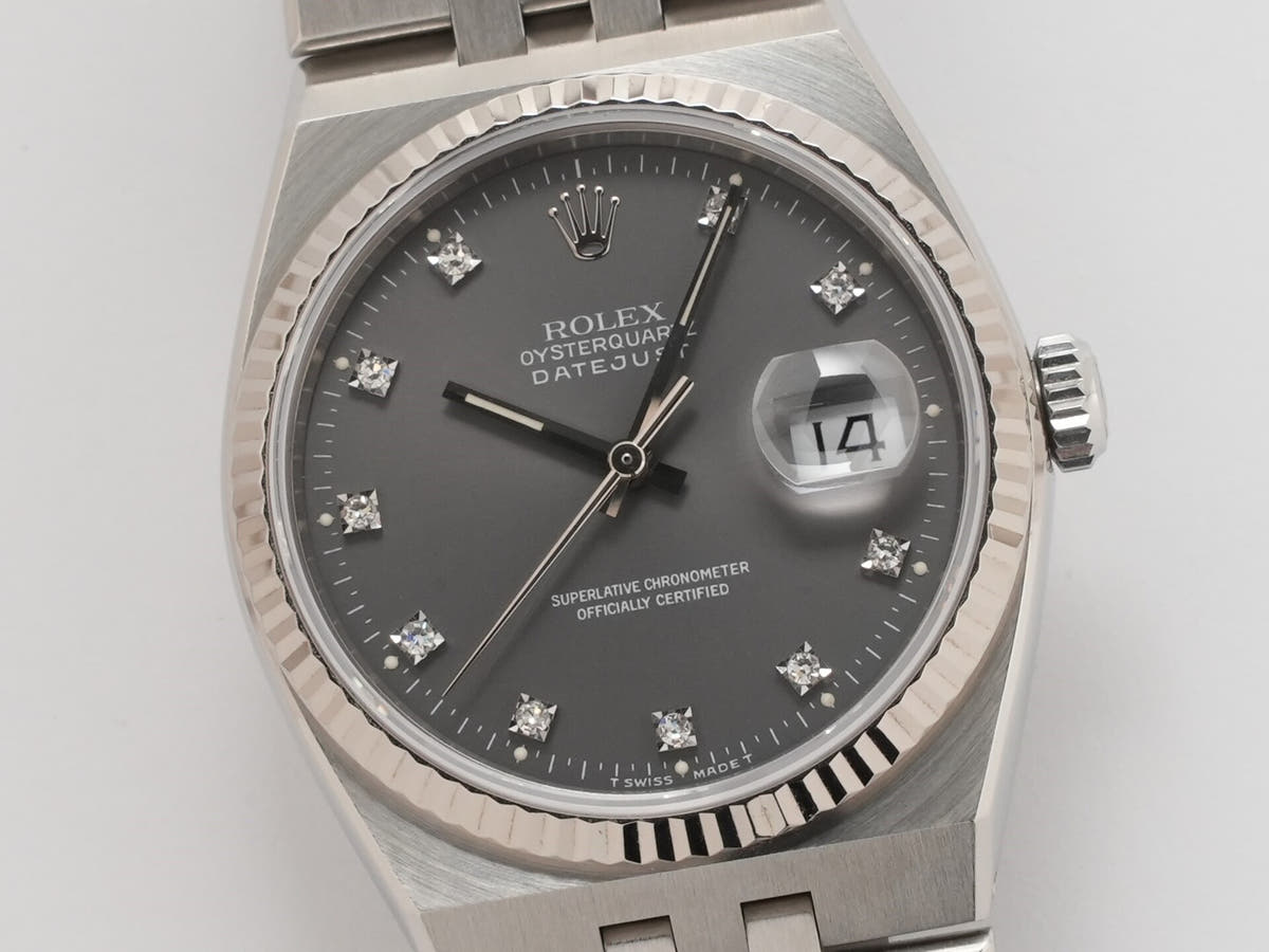 ロレックス オイスタークォーツ Ref.17014 グレー10Pダイヤ文字盤 美中古 amxhuhig