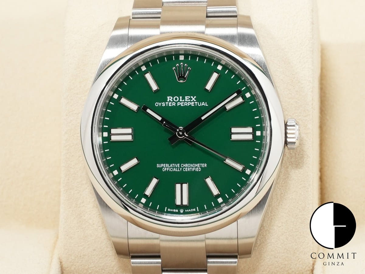 Rolex Oyster Perpetual 41 Ref.124300 Green Dial Unused 5dcgxche