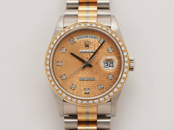ロレックス デイデイト36 Ref.18349GBIC ホワイトゴールド/ローズゴールド/イエローゴールド ホリコンピューターx10Pダイヤ文字盤