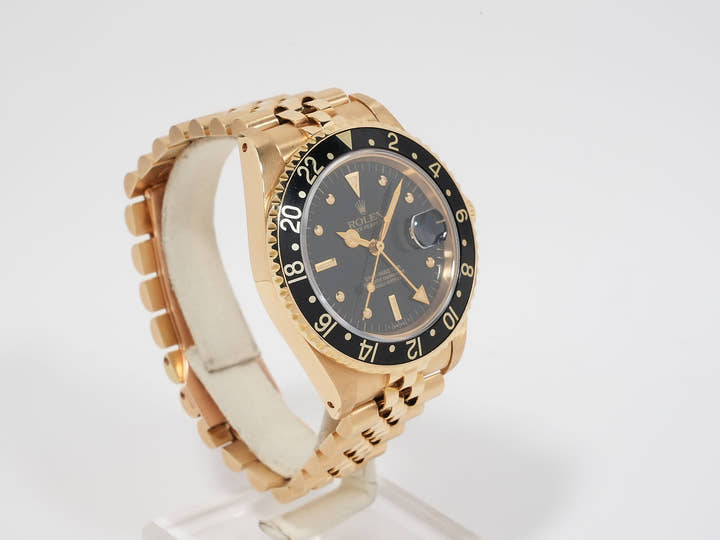 ロレックス GMTマスター Ref.16758 イエローゴールド ブラック文字盤 ジュビリーブレスレット