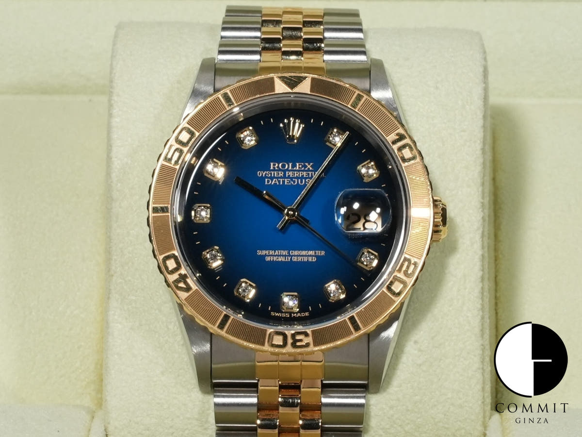 ロレックス デイトジャスト サンダーバード Ref.16263G ステンレススチール/イエローゴールド ブルーグラデーションx10Pダイヤ文字盤 ジュビリーブレスレット 美中古 ni5pxy28 ジュビリーブレスレット