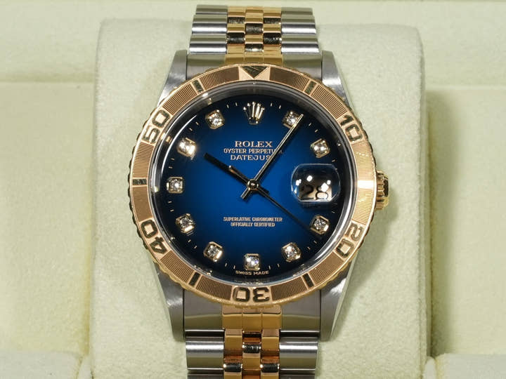 ロレックス デイトジャスト サンダーバード Ref.16263G ステンレススチール/イエローゴールド ブルーグラデーションx10Pダイヤ文字盤 ジュビリーブレスレット 美中古 ni5pxy28 ジュビリーブレスレット
