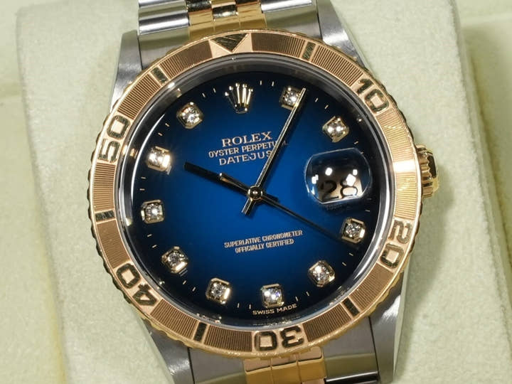 ロレックス デイトジャスト サンダーバード Ref.16263G ステンレススチール/イエローゴールド ブルーグラデーションx10Pダイヤ文字盤 ジュビリーブレスレット 美中古 ni5pxy28 ジュビリーブレスレット