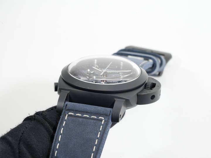パネライ ルミノール クロノ モノプルサンテ GMT ブルーノッテ Ref.PAM01135 ミッドナイトブルー文字盤 美品 4352s9nk