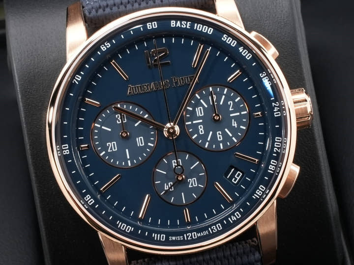 Audemars Piguet CODE 11.59 by Audemars Piguet Chronograph Ref. 26393OR.OO.A321CR.01 Pink Gold Blue Lacquer Dial
