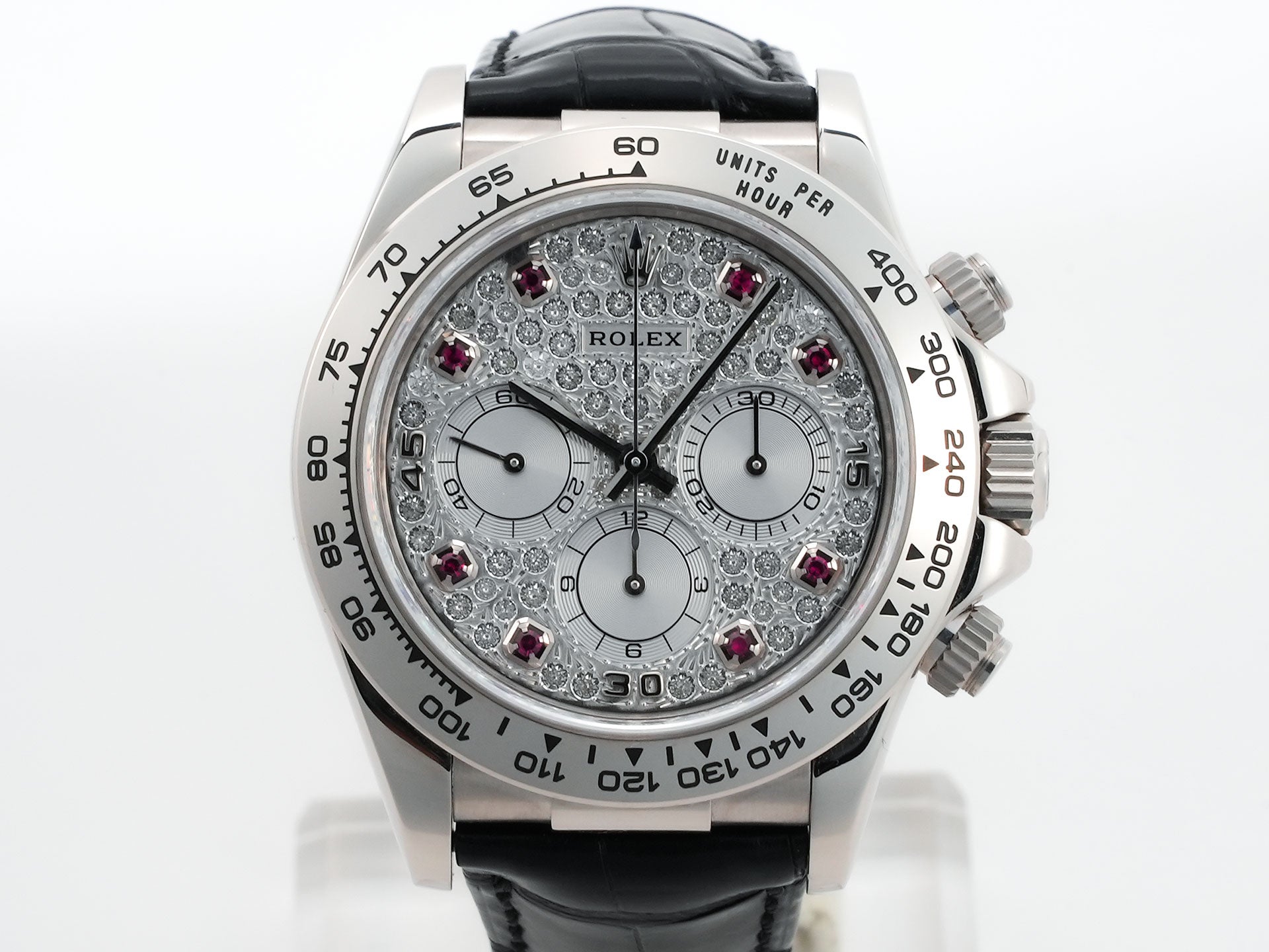 ロレックス デイトナ エルプリメロ Ref.16519 ホワイトゴールド パヴェダイヤx8Pルビー文字盤 中古 n2sg5pyd