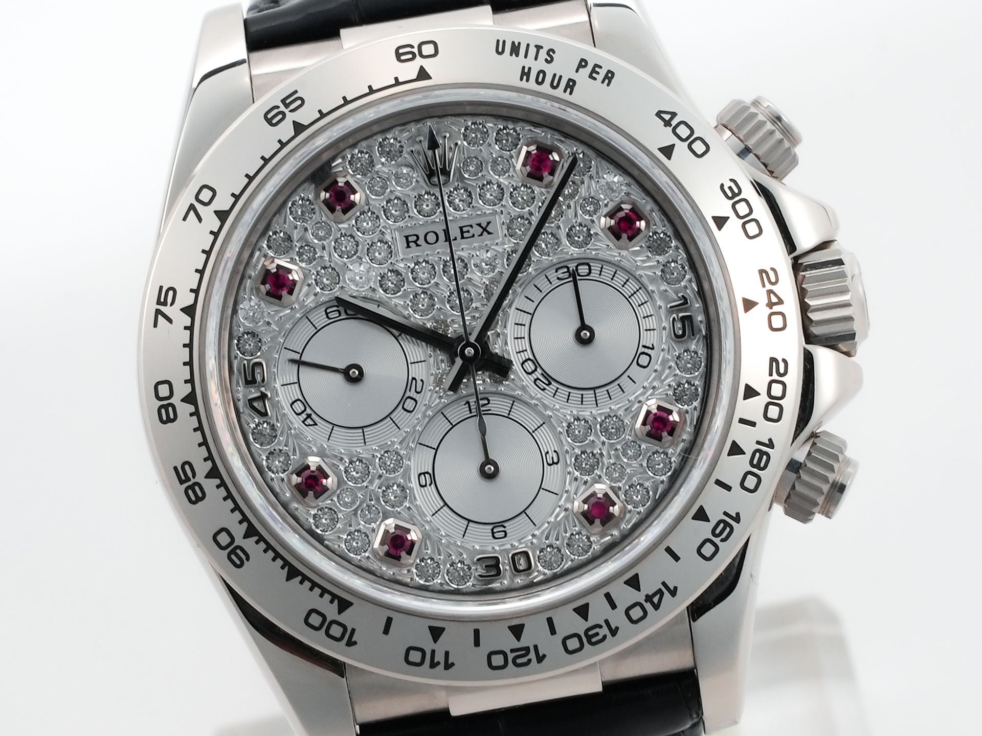 ロレックス デイトナ エルプリメロ Ref.16519 ホワイトゴールド パヴェダイヤx8Pルビー文字盤 中古 n2sg5pyd
