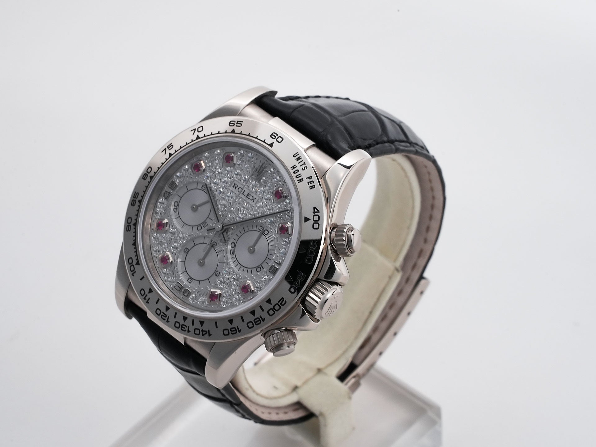 ロレックス デイトナ エルプリメロ Ref.16519 ホワイトゴールド パヴェダイヤx8Pルビー文字盤 中古 n2sg5pyd