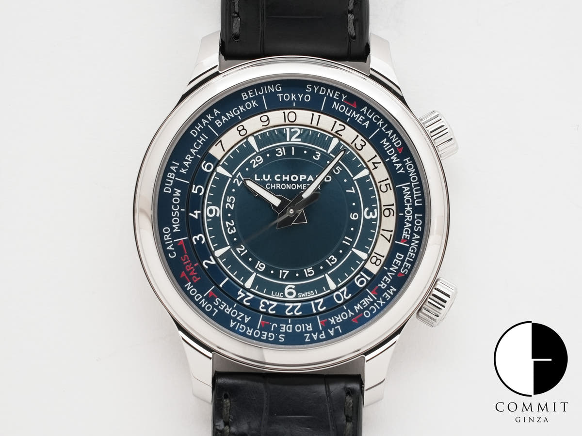 ショパール L.U.C タイムトラベラーワン Ref.168574-3003 SS ブルー文字盤 美中古 qqvk9adh