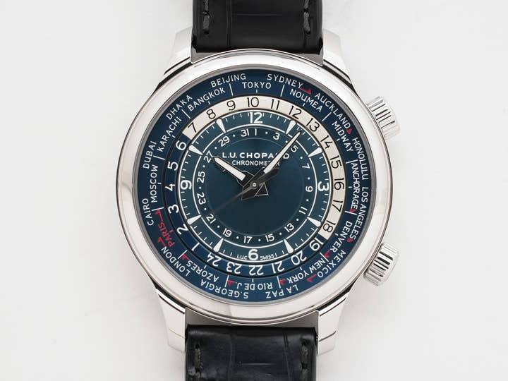 ショパール L.U.C タイムトラベラーワン Ref.168574-3003 SS ブルー文字盤 美中古 qqvk9adh
