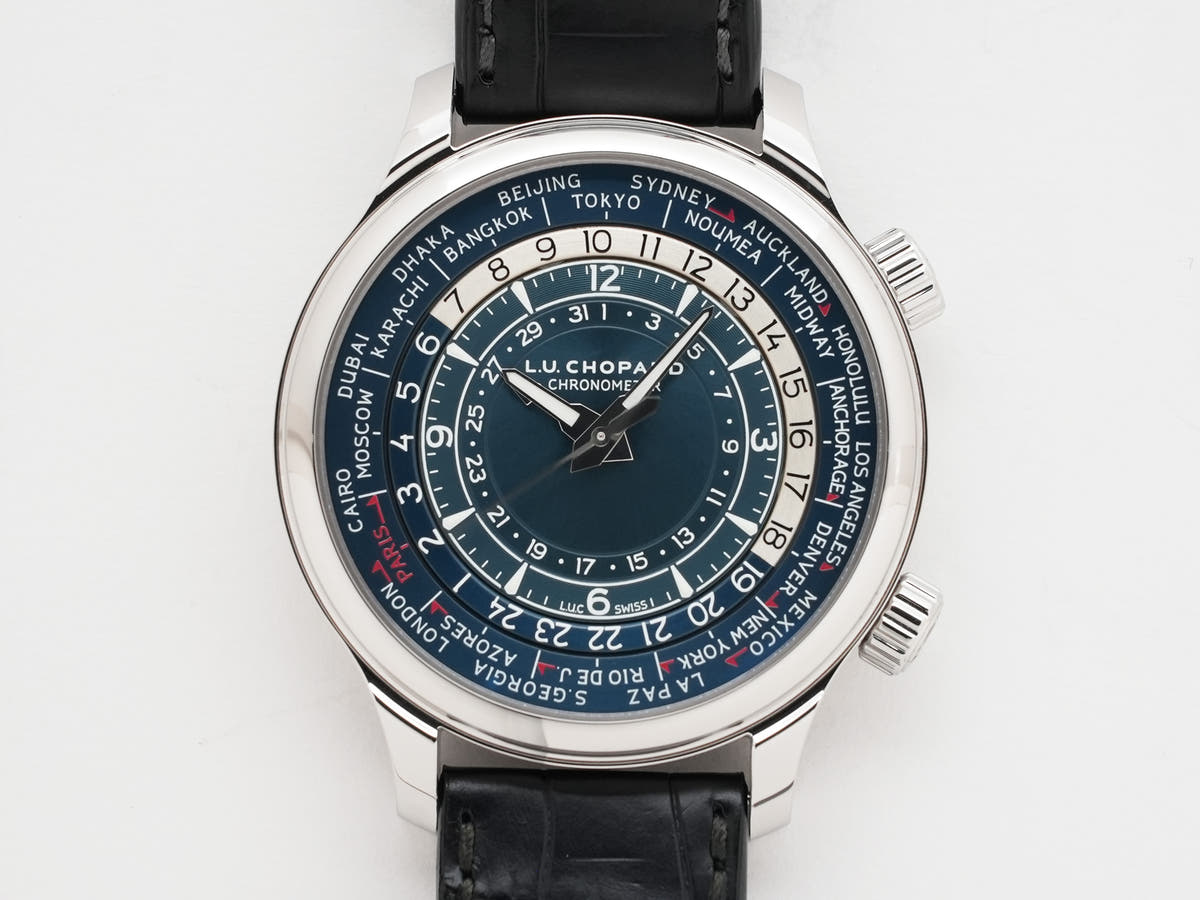 ショパール L.U.C タイムトラベラーワン Ref.168574-3003 SS ブルー文字盤 美中古 qqvk9adh
