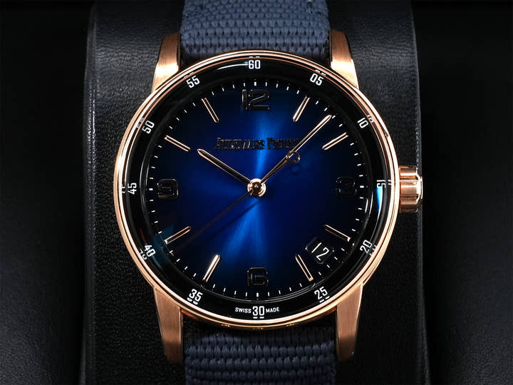 Audemars Piguet CODE 11.59 by Audemars Piguet Ref. 15210OR.OO.A028CR.01 Pink Gold Smoked Blue Lacquer Dial